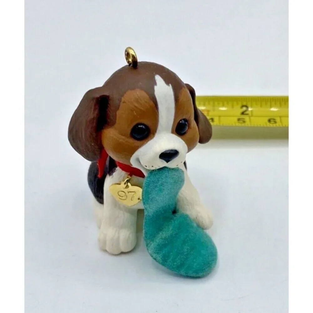 Hallmark Christmas Ornaments Lot 4 Puppy Love Jesus Loves Me Stocking 90s 2001